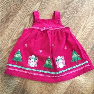Fuchsia‎ Pink Corduroy Christmas Tree Snowman Jumper sz 18 months